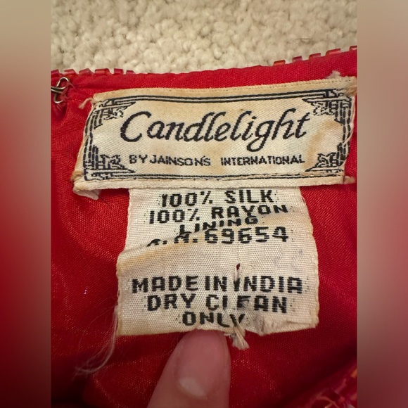 VTG Candlelight by Jainson's International 100% Silk  Red Dress 80s Glam Size M - Picture 6 of 11